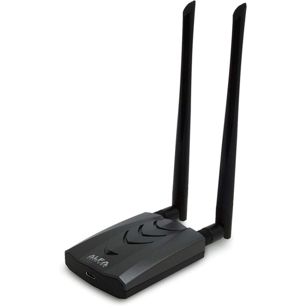 ALFA AWUS036ACH Long-Range Dual-Band AC1200 Wireless Wi-Fi Adapter w/2x 5dBi External Antennas – 2.4GHz 300Mbps/5GHz 867Mbps – 802.11ac & A, B, G, N